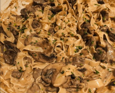 creamy beef tips with egg noodles