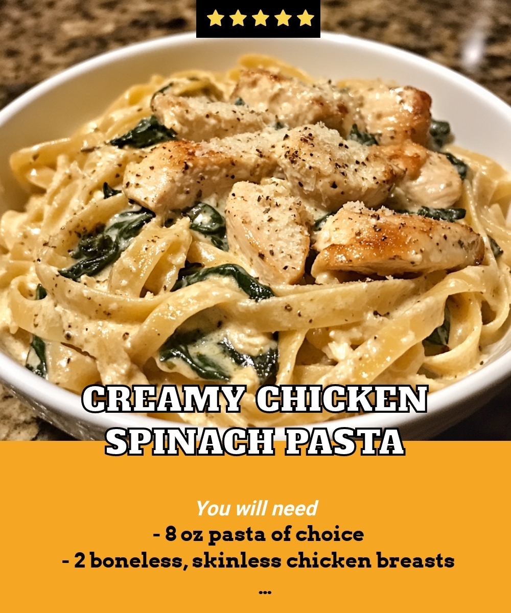 Creamy Chicken Spinach Pasta